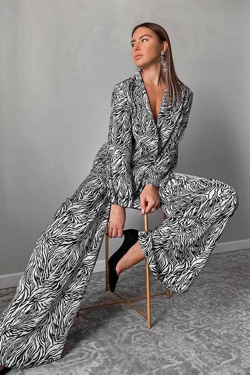 CWSPJ0400_PRINTED CARDIGAN LONG SLEEVE PANTS PAJAMA SET