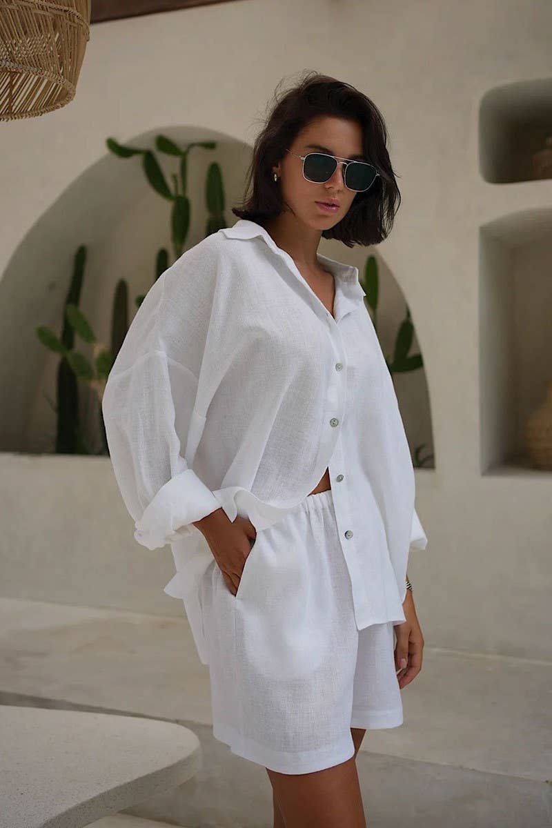 CWSS1170_SUMMER VACATION LOOSE SHIRT AND SHORTS SET