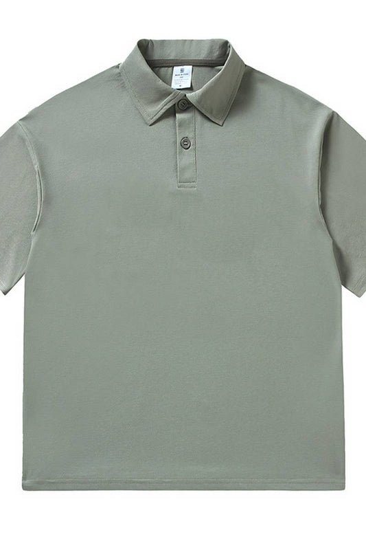 CWTBLS2343_LOOSE FIT SOLID DROP SHOULDER POLO TEE