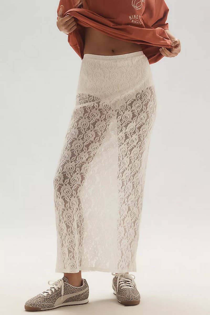 CWBLS0642_LACE HOLLOW OUT JACQUARD SHEER MAXI SKIRT