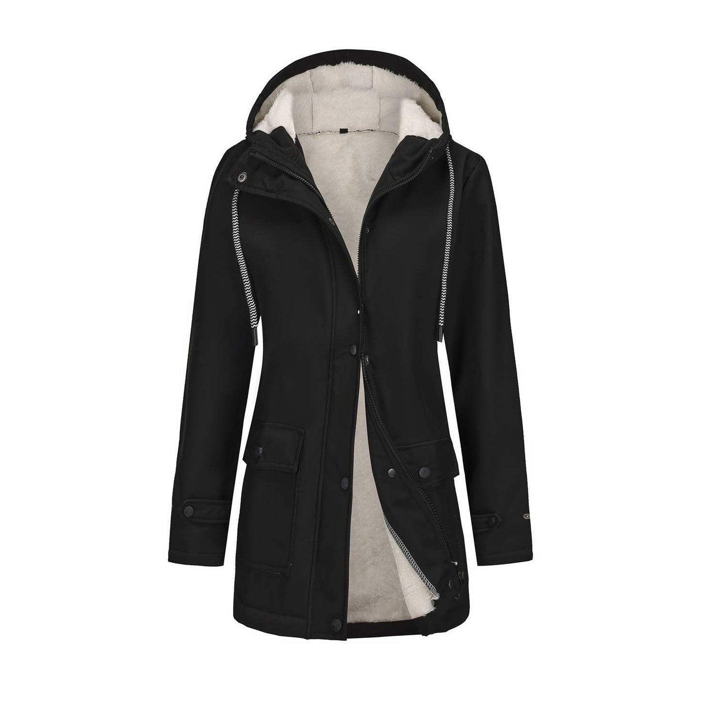 Composite fleece waterproof hooded jacket