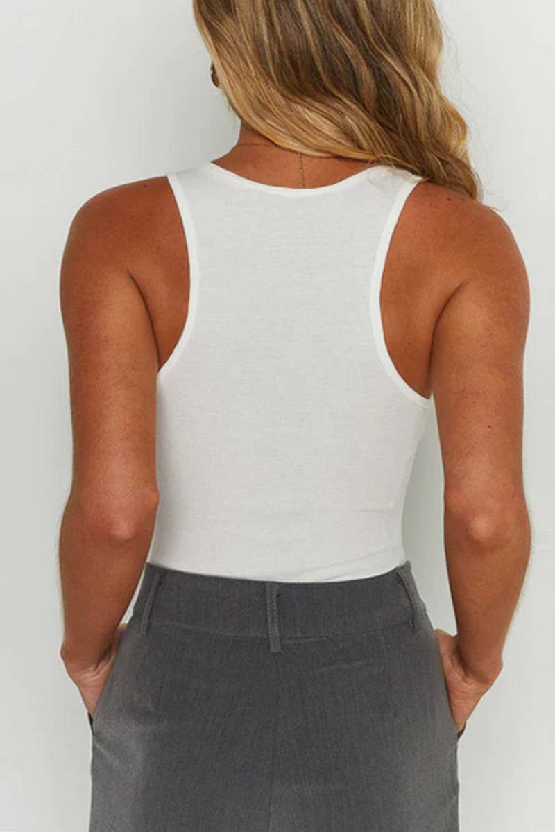 CWSBSSL0109_U-NECK BODYCON COTTON RIB RACERBACK BODYSUIT