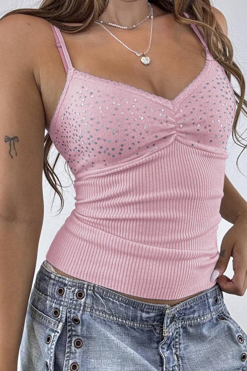 CWTTK00290_SEXY SEQUIN BODYCON CAMI TANK TOP