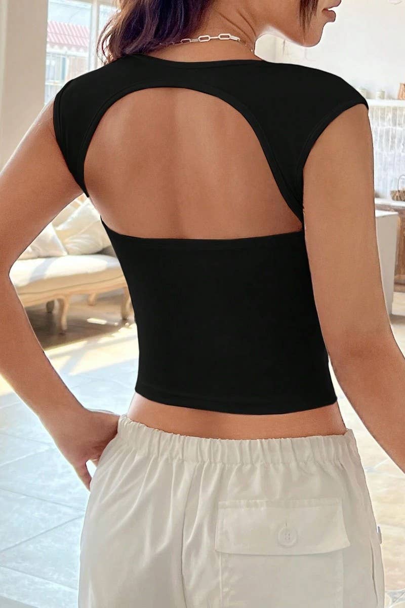 CWTTK1132_RUCHED FRONT BACKLESS SLIM FIT TANK TOP