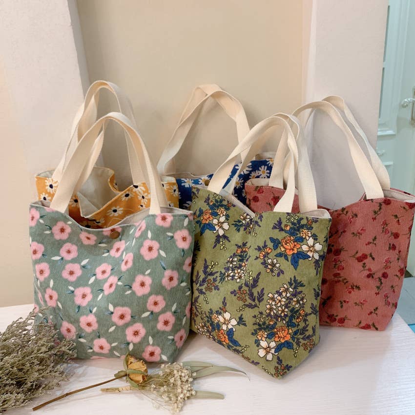 Retro artistic cloth bag corduroy handbag