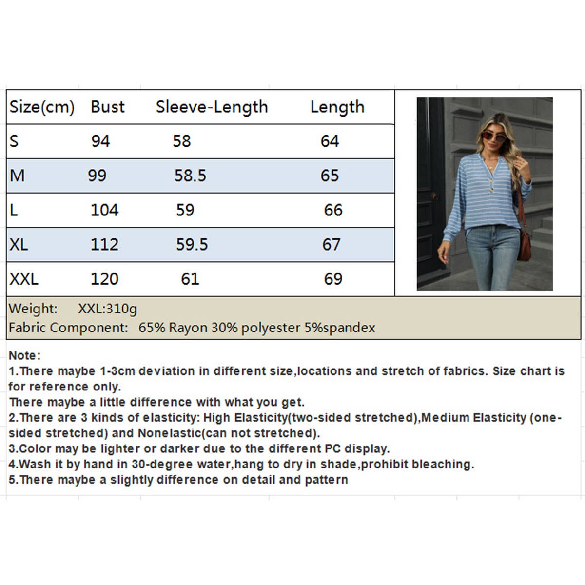 CASUAL STRIPED WOOLEN BUTTON LOOSE T-SHIRT