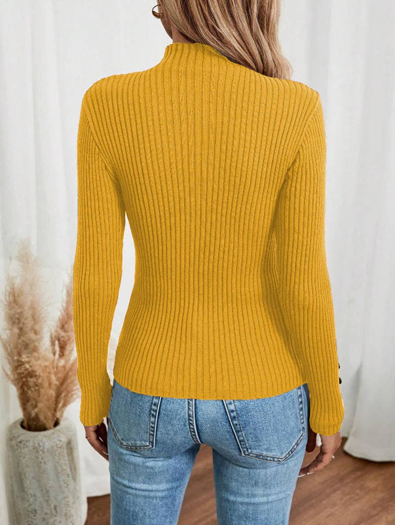 Button long-sleeved knitted base layer top