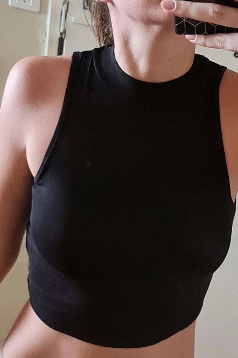 CWTTK0813_HALF TURTLENECK SLIM FIT SHORT SLEEVELESS VEST