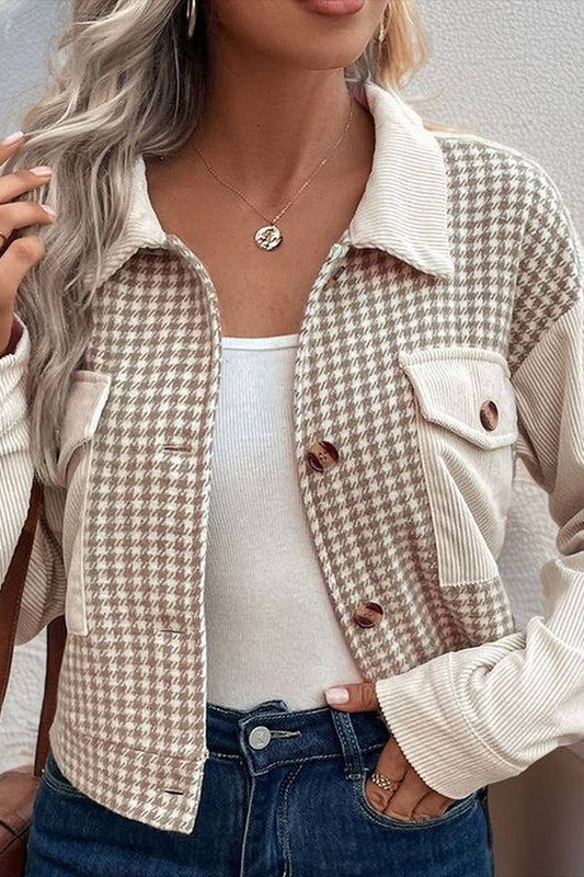 CWOCO0225_CHECK CORDUROY BUTTON SHORT JACKET