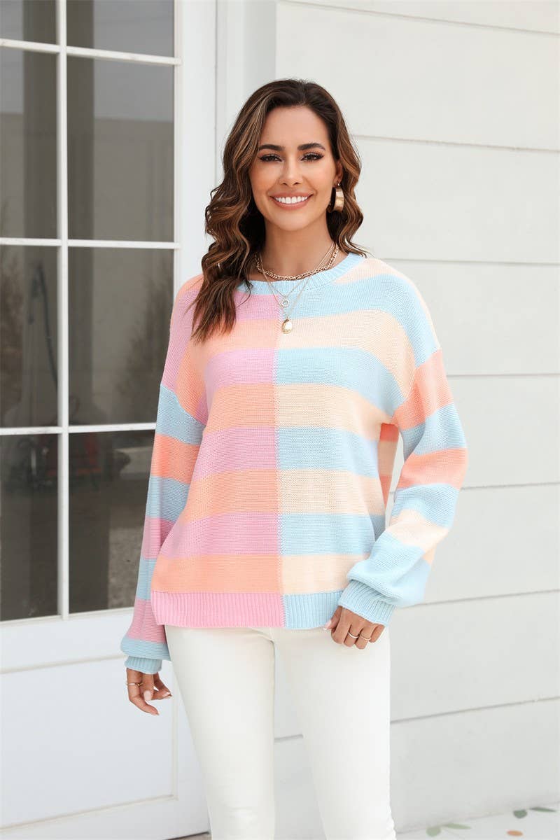 CWOSWL1674_Crew Neck Long Sleeve Pullover Sweater