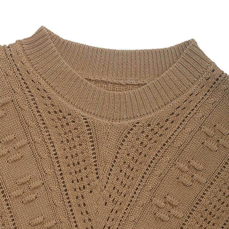Fashionable simple round-neck jacquard sweater