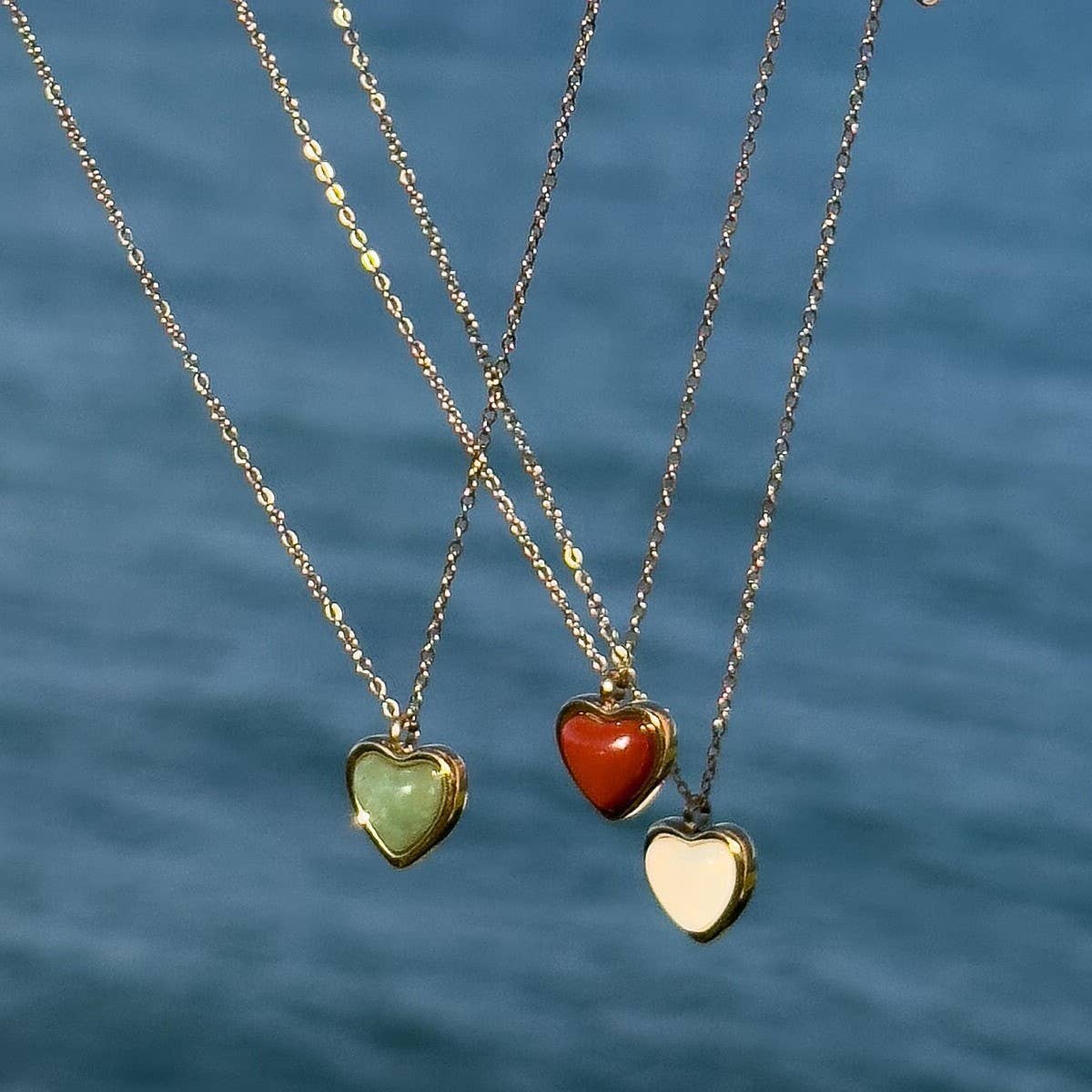 Heart Shape Natural Stone Red Agate Pendant