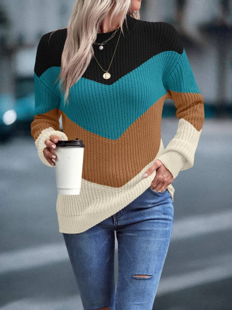 CREW-NECK PULLOVER STRIPED CASUAL SWEATER