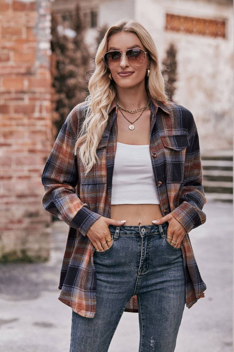 CWTSTL1691_OVERSIZE LOOSE LONG SLEEVE PLAID SHIRT