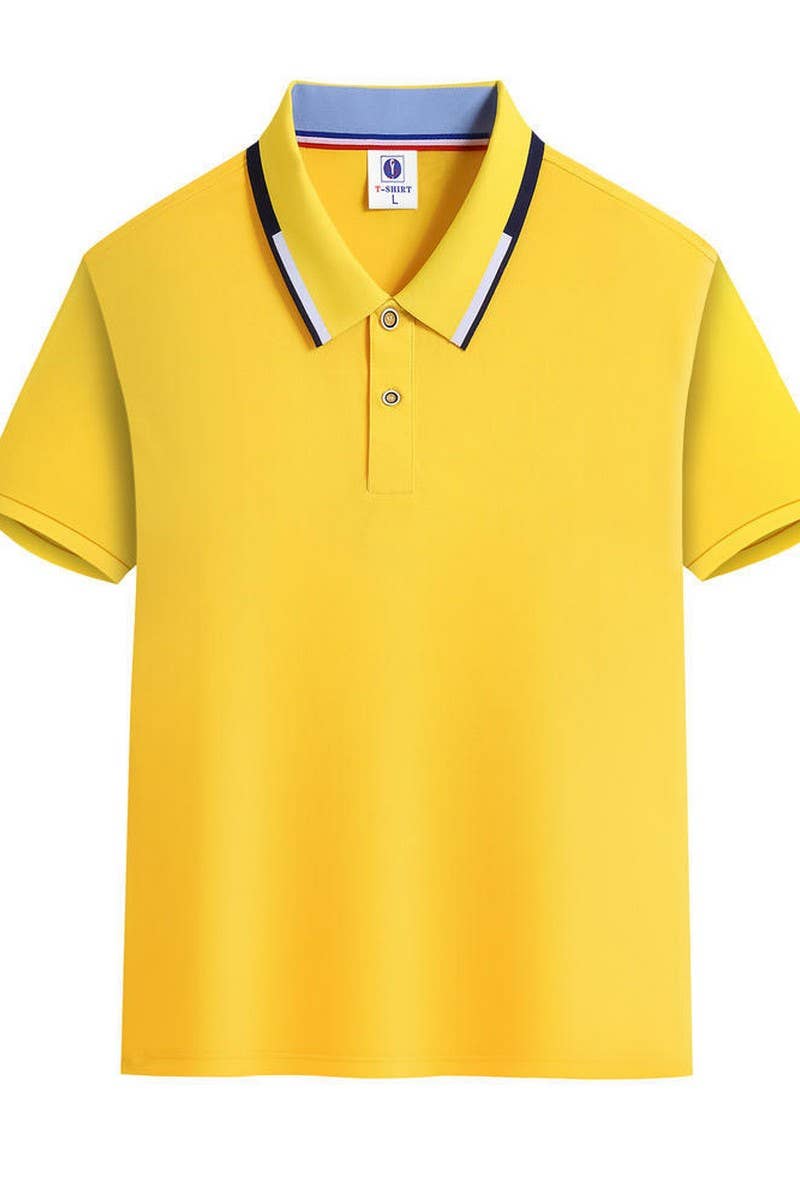 CWTBLS02422_SOLID COLOR COLLAR CONTRAST LAPEL POLO SHIRT
