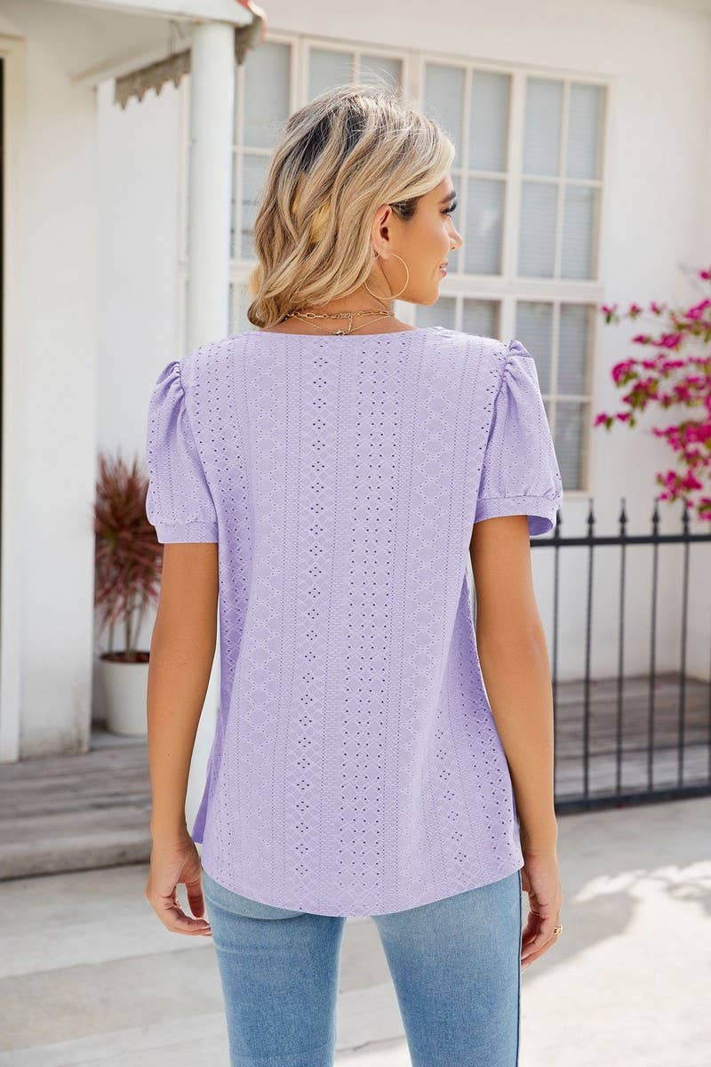 CWTTS0826_Sweetheart Neck Short Sleeve Knit Top