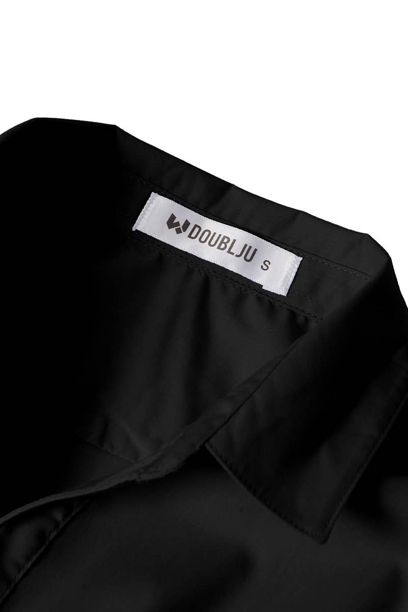 CWTSTS116_Basic Slim Fit Simple 3/4 Sleeve Button Down Shirt