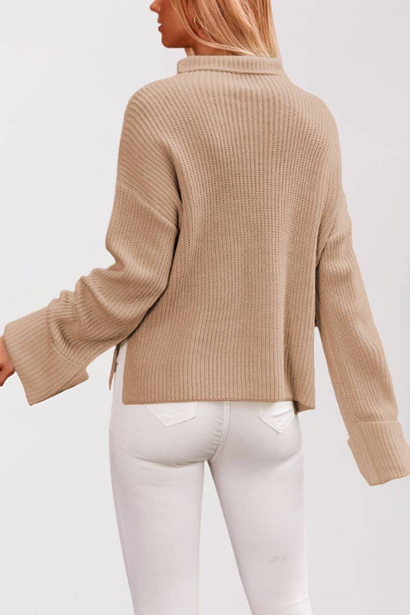CWOSWL5851_LONG-SLEEVED SWEATER WITH SLIT FLARED SLEEVES