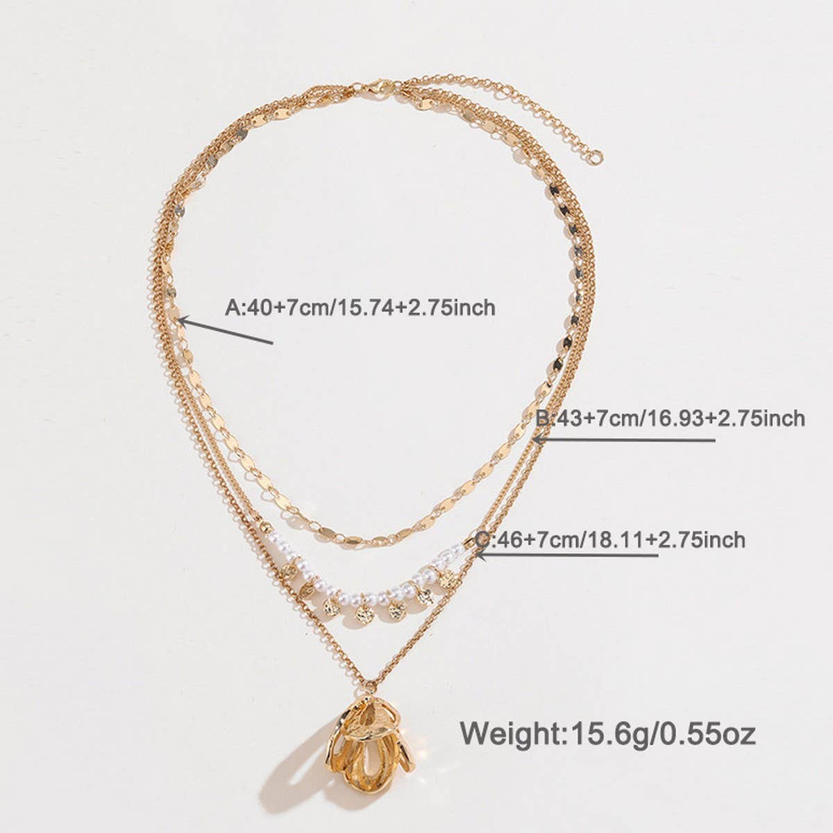 FASHION METAL FLOWER STACKING NECKLACE EARRING SET_CWAJE2849