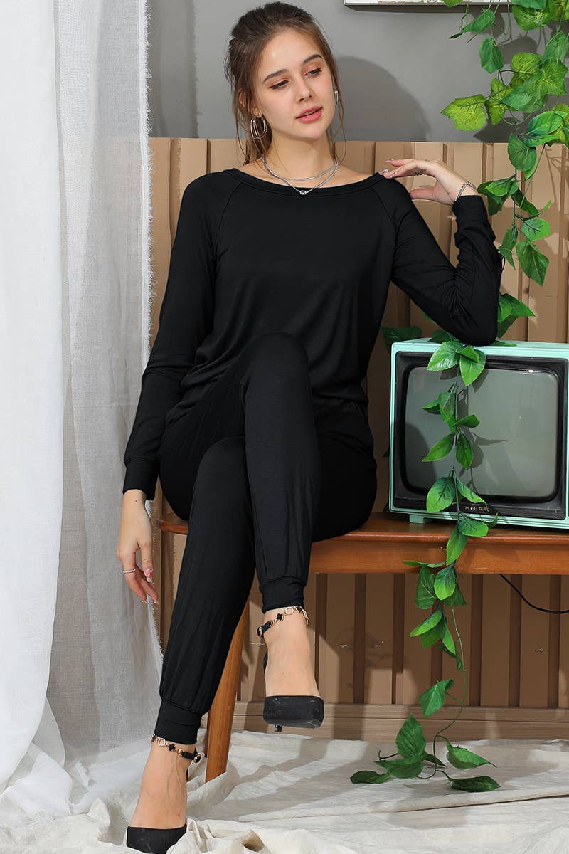 CWSJS223_R Neck Casual Jumpsuits Long Sleeve