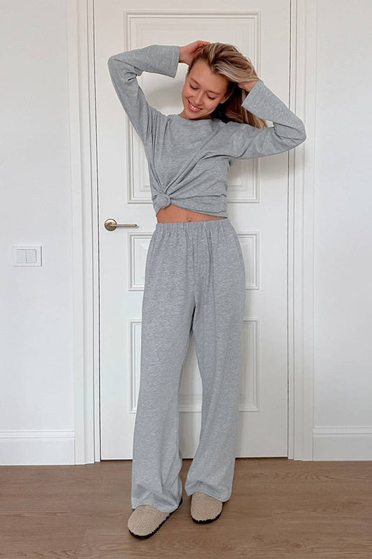 CWSPJ0350_KNITTED LONG-SLEEVED PANTS PAJAMAS TWO-PIECE SET