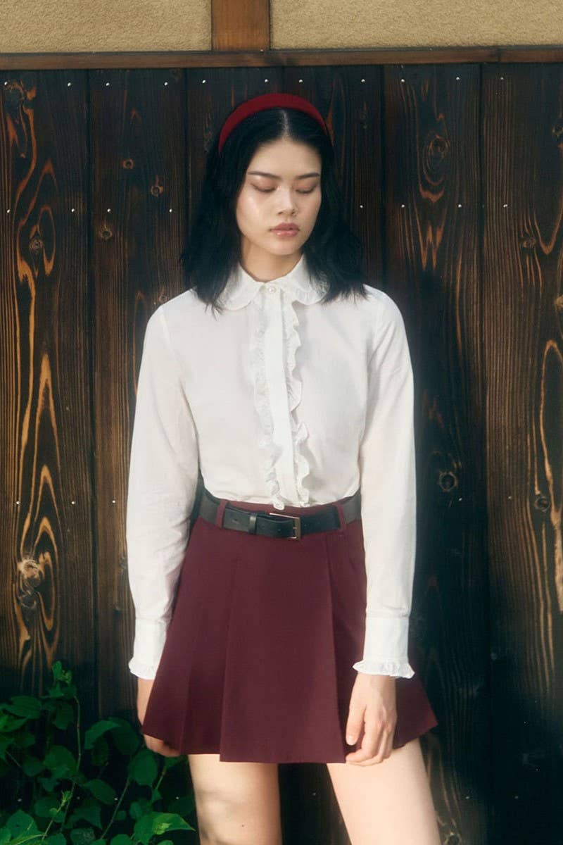 CWBSS0443_SIMPLE SOLID COLOR PLEATED MINI SKIRT