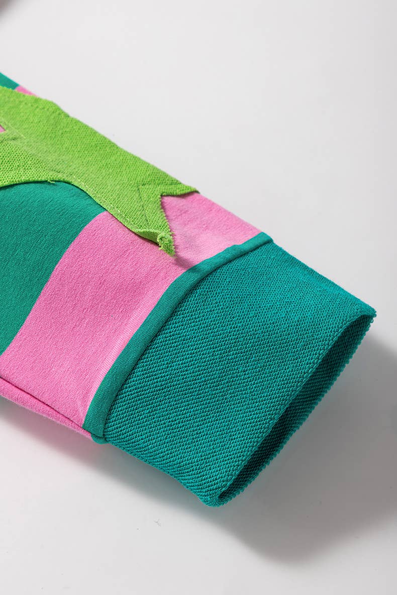 CONTRASTING COLORS STRIPED PATCHWORK HOODIE