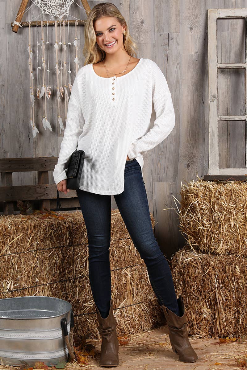 CWTTL1402_Round Neck Casual Long Sleeved Top