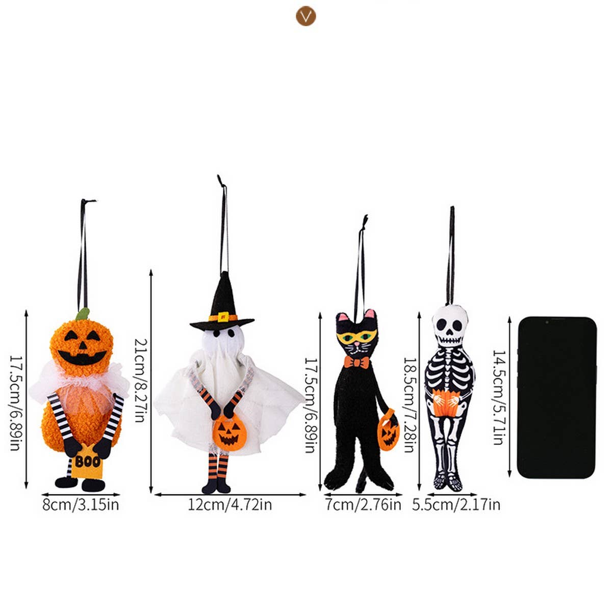 CWMM10240_HALLOWEEN PUMPKIN GHOST BLACK CAT HANGING DECOR