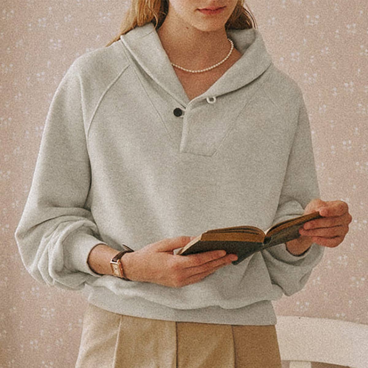 COTTON PULLOVER RETRO STYLE RELAXED CASUAL HOODIE