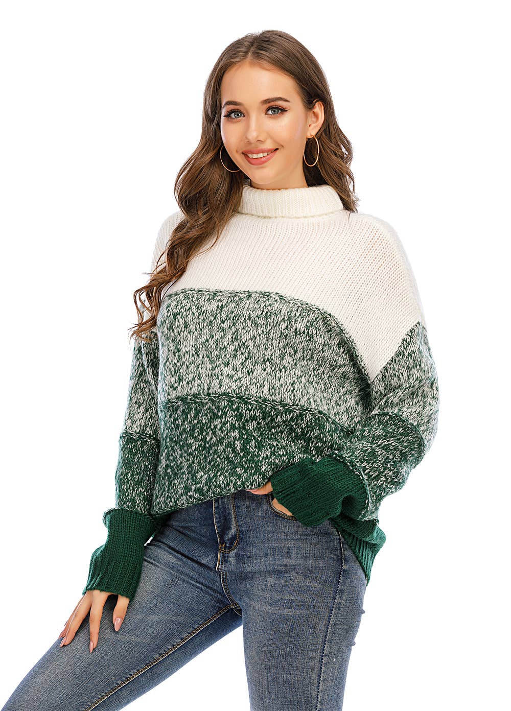 COLOR CONTRAST PATCHWORK THICKENED SWEATER