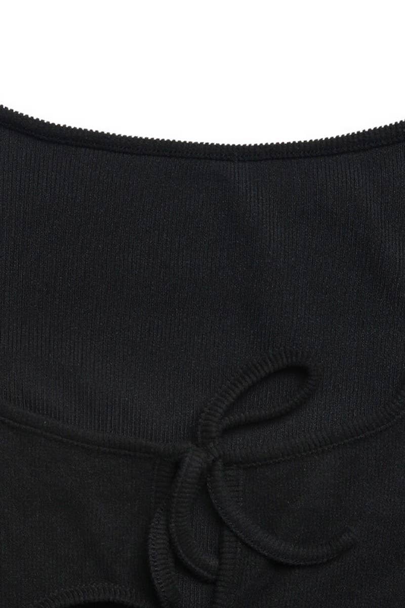 CWSJS1765_SOLID TIE FRONT SLIM FLARE JUMPSUIT