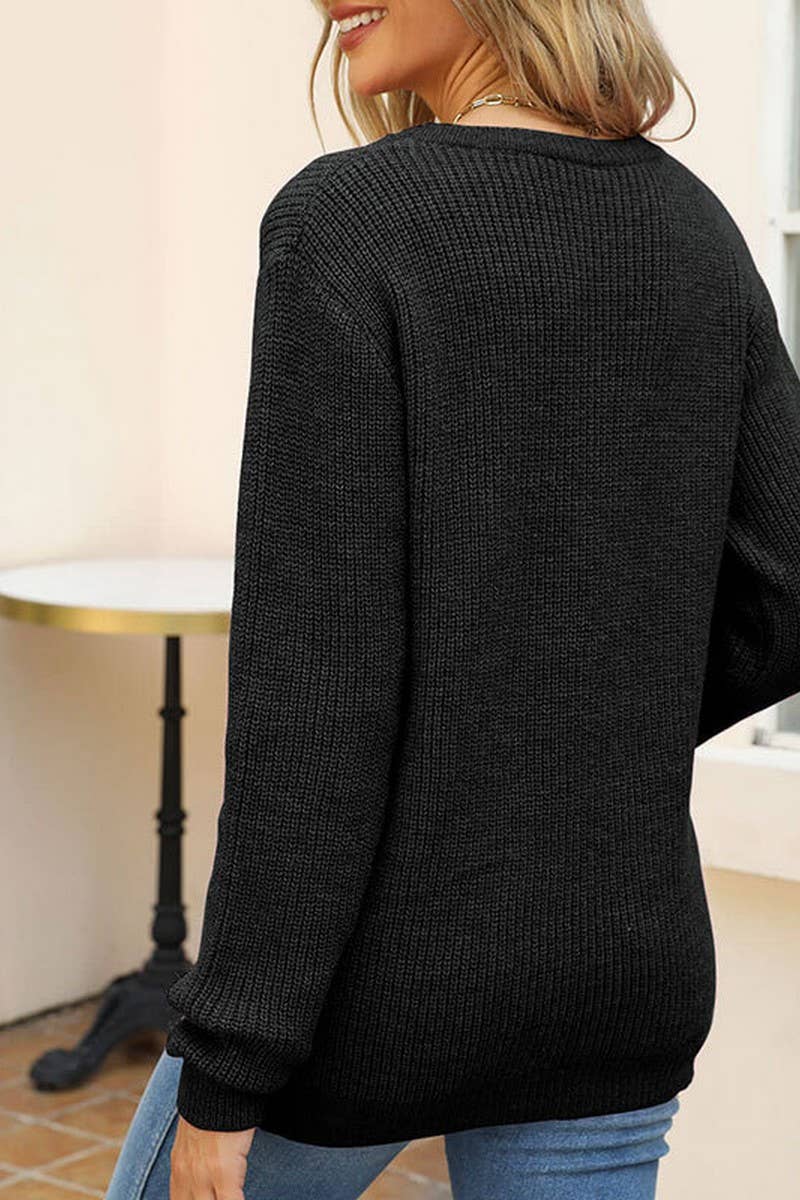 CWOSWL5811_HEART EMBROIDERED LOOSE CREW NECK SWEATER