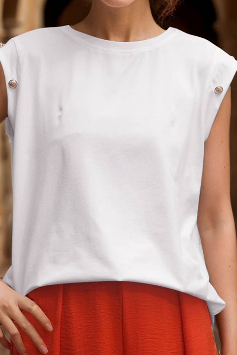 CWTTS1290_SUMMER FASHION SLEEVELESS STRIPED T-SHIRT