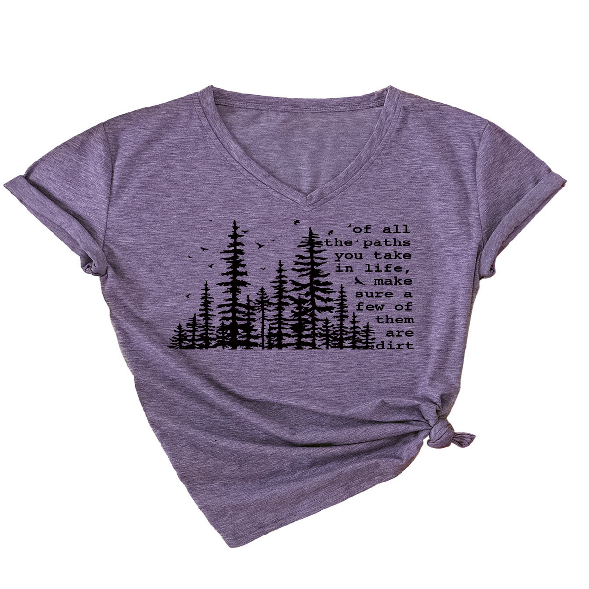Summer V-Neck Short Sleeve Printed Tee