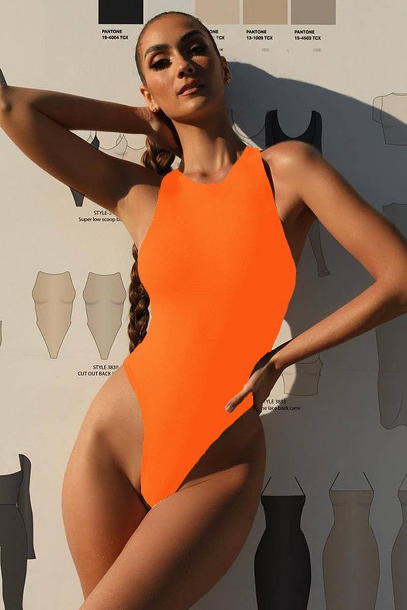 CWSBSSL0111_SOLID COLOR BODYCON SLEEVELESS TANK TOP BODYSUIT