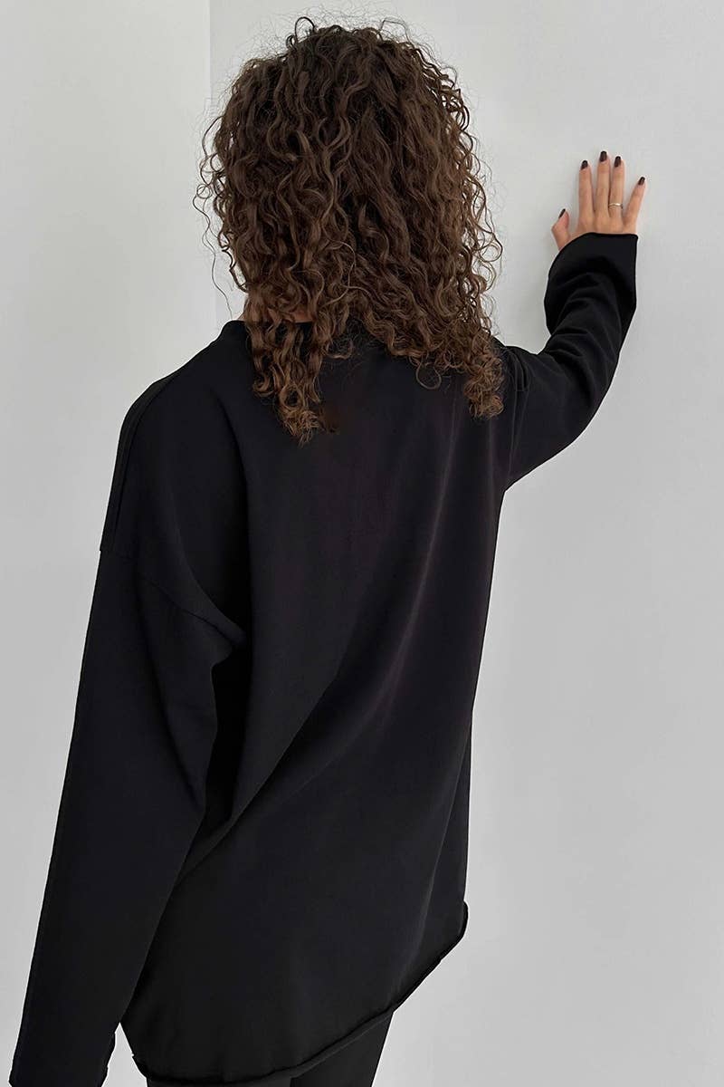 CWTBLL1730_LOOSE COTTON ROUND NECK LONG SLEEVE TOP