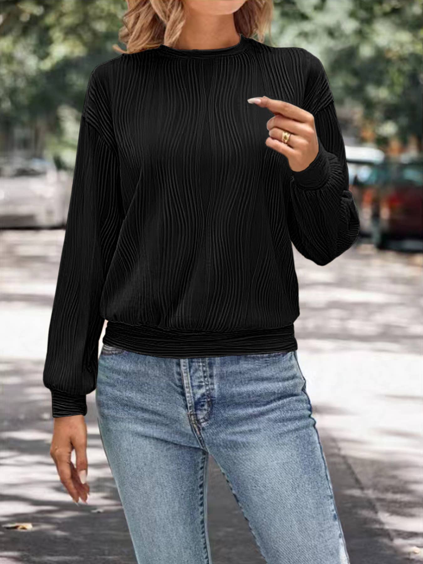 DROP SHOULDER ROUND NECK SOLID COLOR LOOSE TSHIRT
