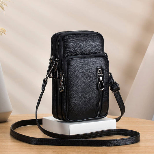 Stylish Leather Multi-Zip Handbag_CUAB00371