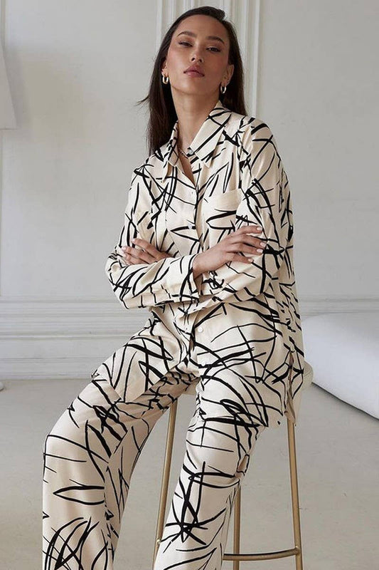 CWSPJ0384_CARDIGAN PRINTED LONG SLEEVE PANTS TWO-PIECE SET