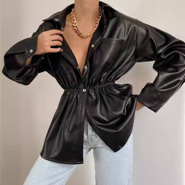 Fashionable single-breasted cinched-waist jacket