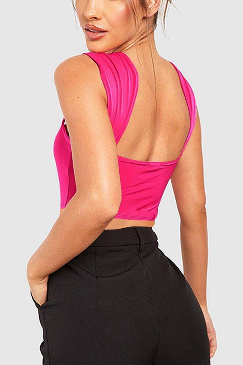 CWTTK0841_SLIM FIT NAVEL-EXPOSED SLEEVELESS TANK TOP
