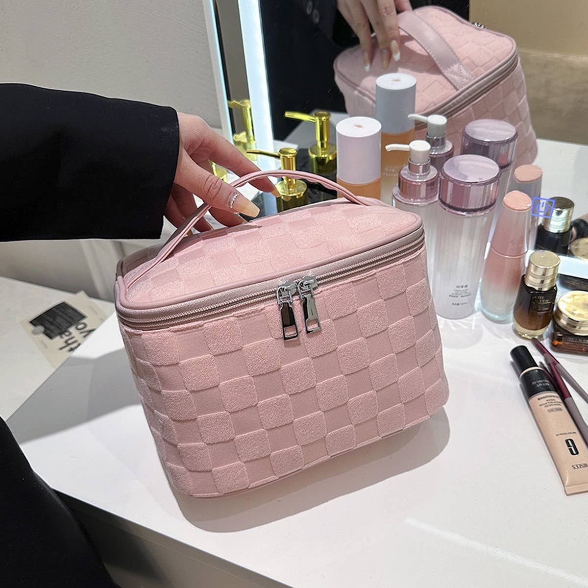 NEW LATTICE HIGH-END LARGE-CAPACITY COSMETIC BAG_CWAB4407