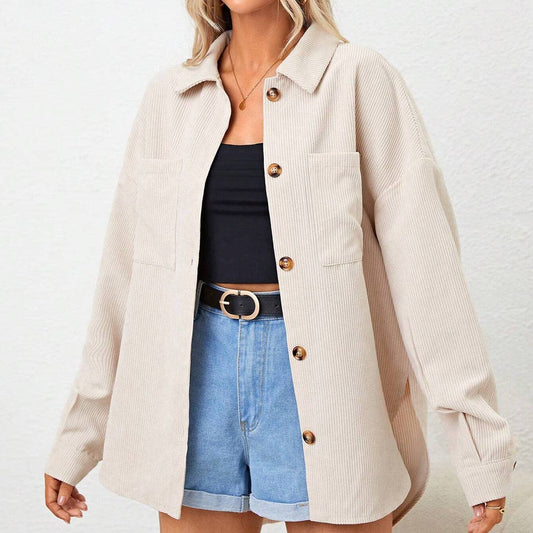 CASUAL FASHION LOOSE CORDUROY LONG SLEEVE JACKET
