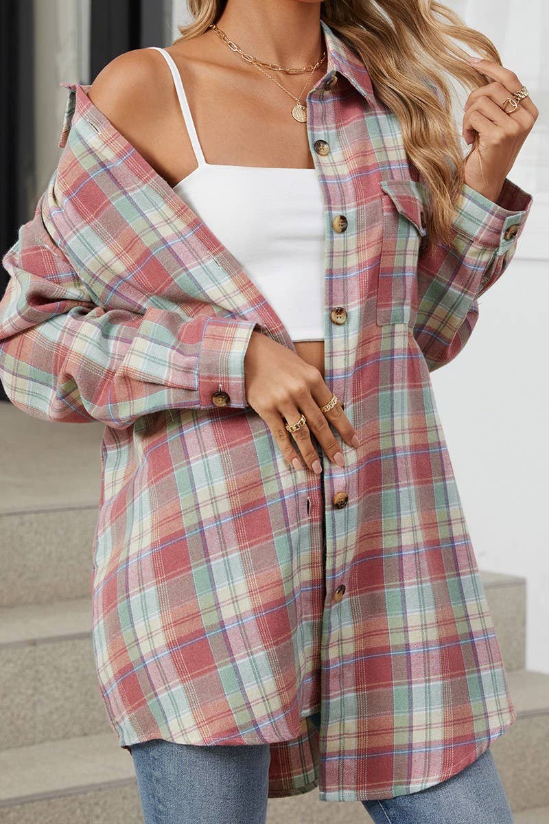 CWTSTL1296_CASUAL PLAID BRUSHED LONG SLEEVE SHIRT