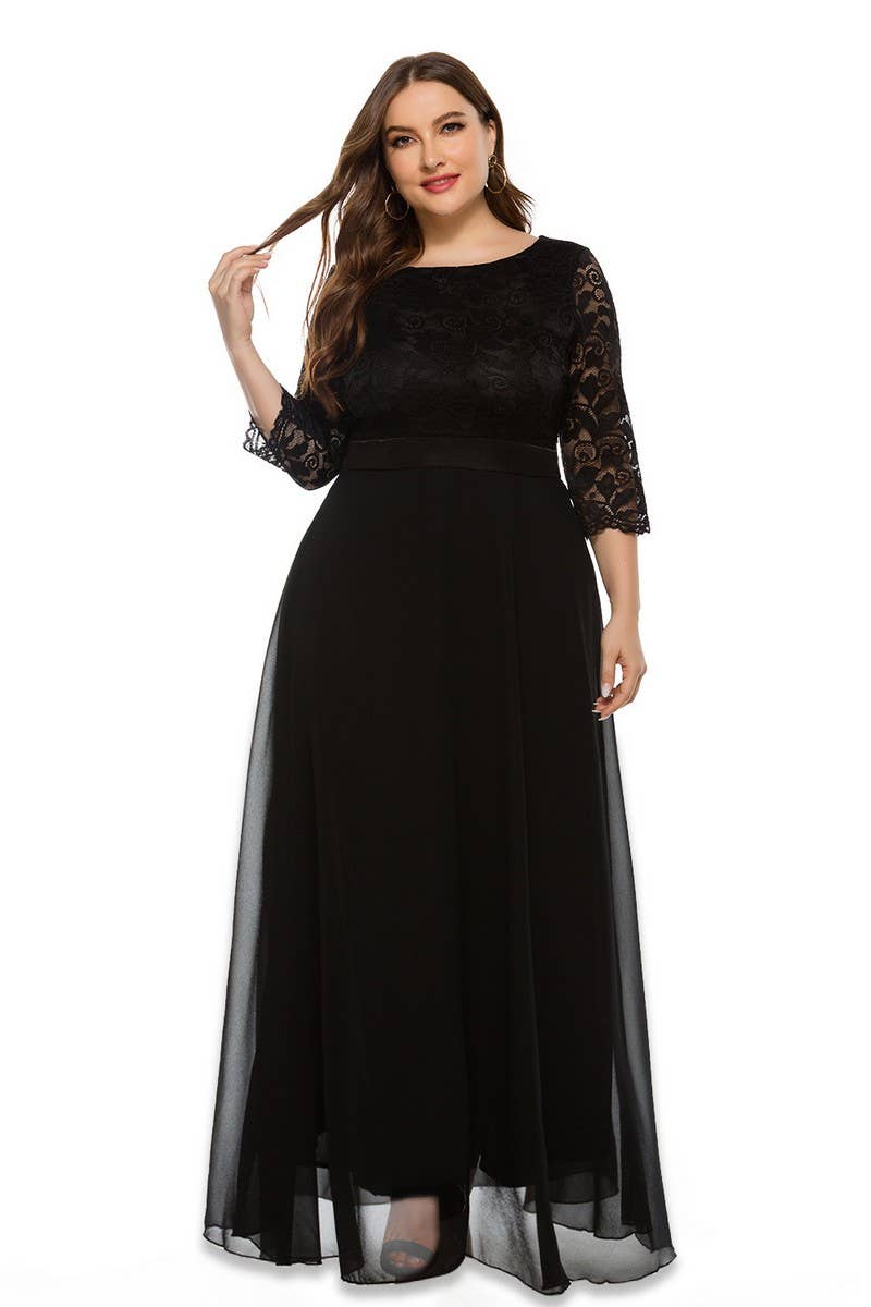 CWDMD3231_PLUS SIZE LACE EVENING DRESS