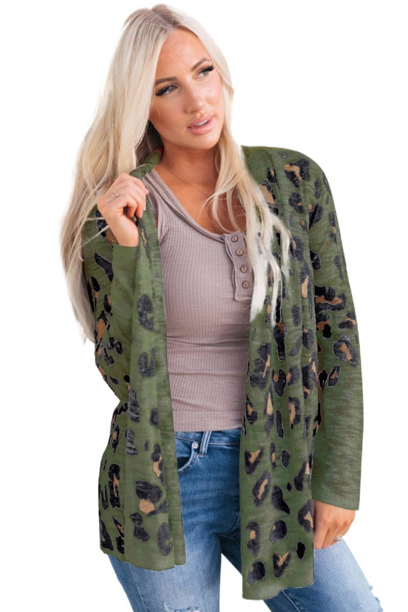 CWOCO1083_AUTUMN LEOPARD PRINT LONG SLEEVE CARDIGAN COAT