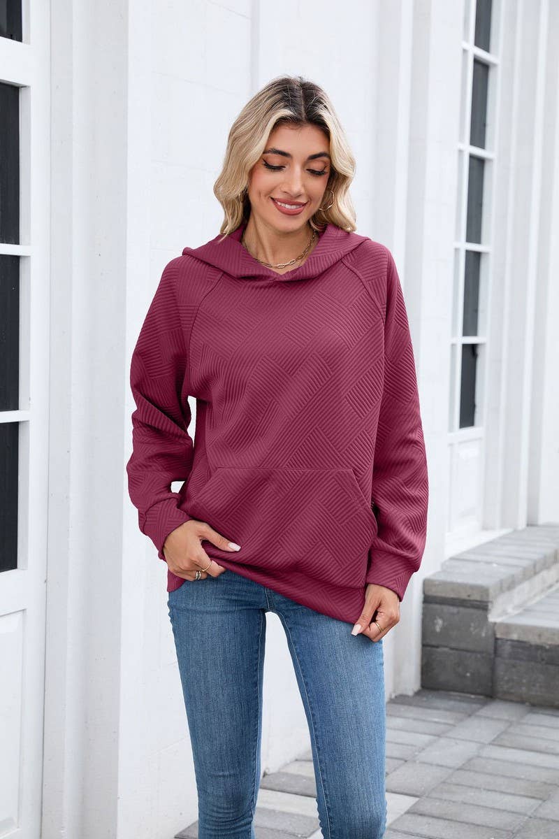 CWOHOL00661_SOLID HOODED POCKET CASUAL SWEATSHIRT