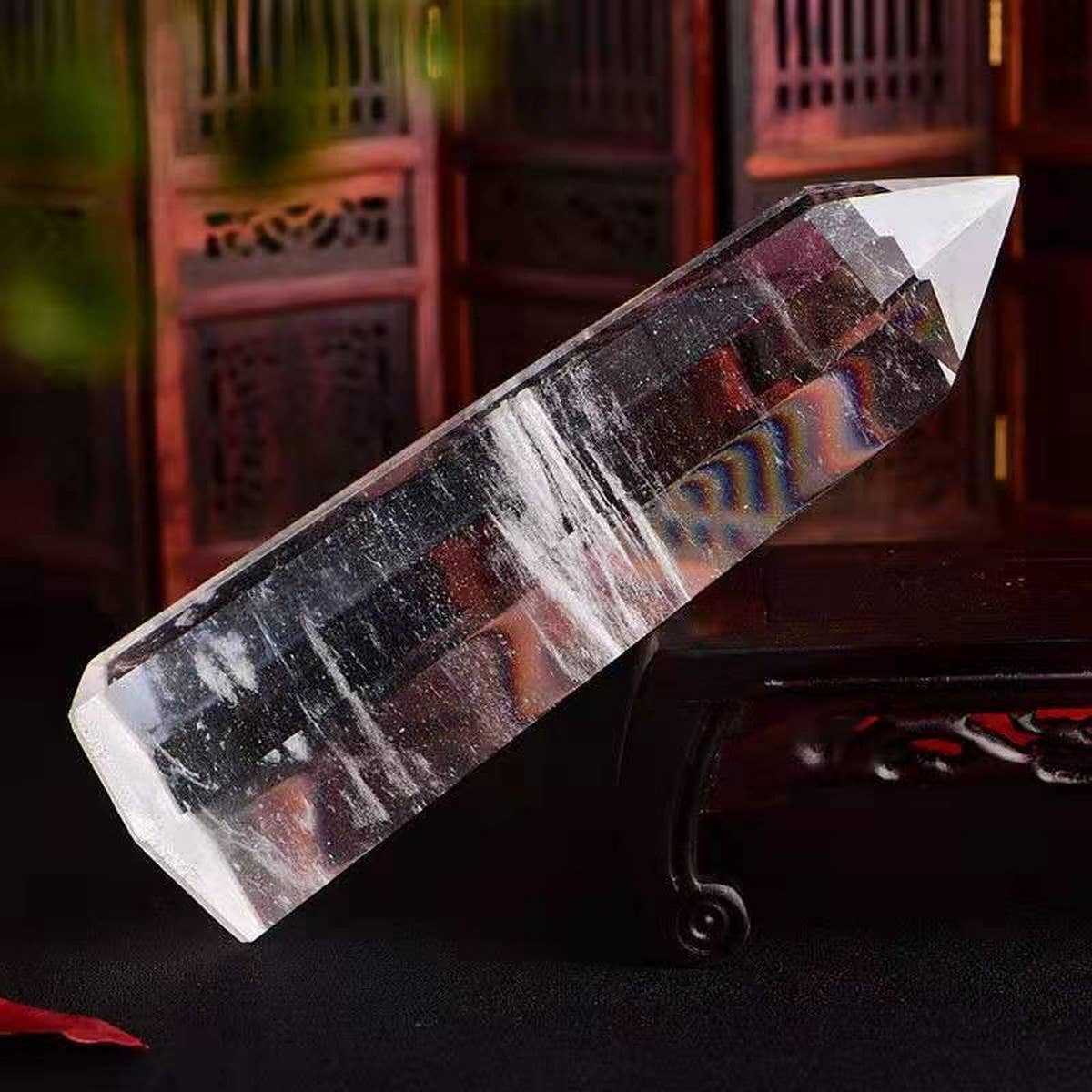 Clear Quartz Crystal Point Hex Tower