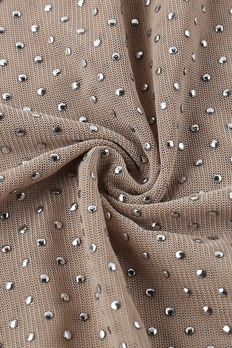 CWTBLL3289_ROUND NECK RHINESTONE GLITTER LONG SLEEVE TOP